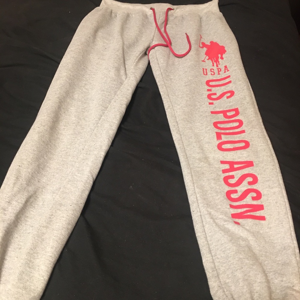 U.S. Polo Assn. Gray and Red Sweatpants for Casual Comfort